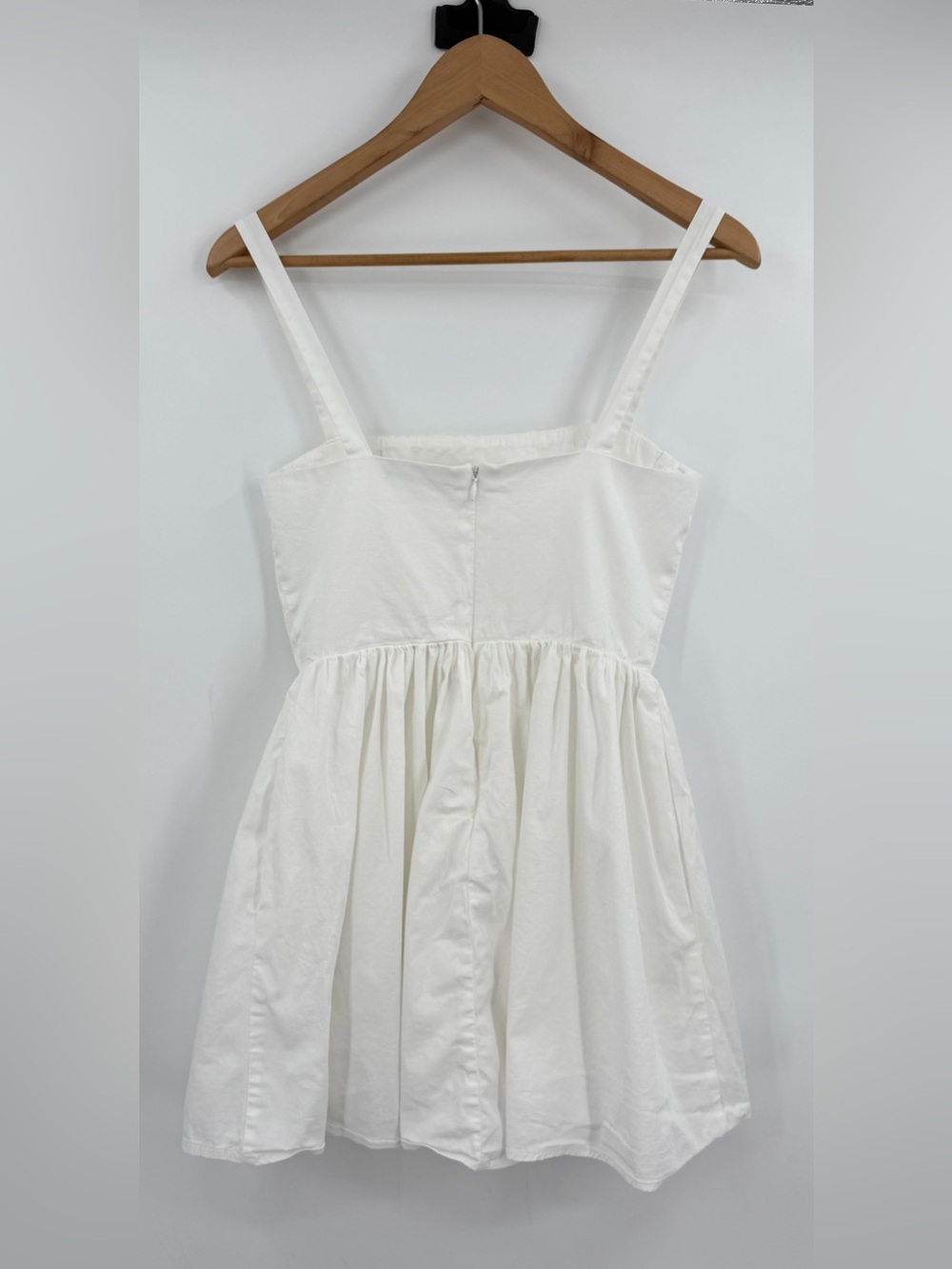 Zara White Cotton Corset babydoll mini Dress S summer vacation bridal drop waist - Picture 3 of 13
